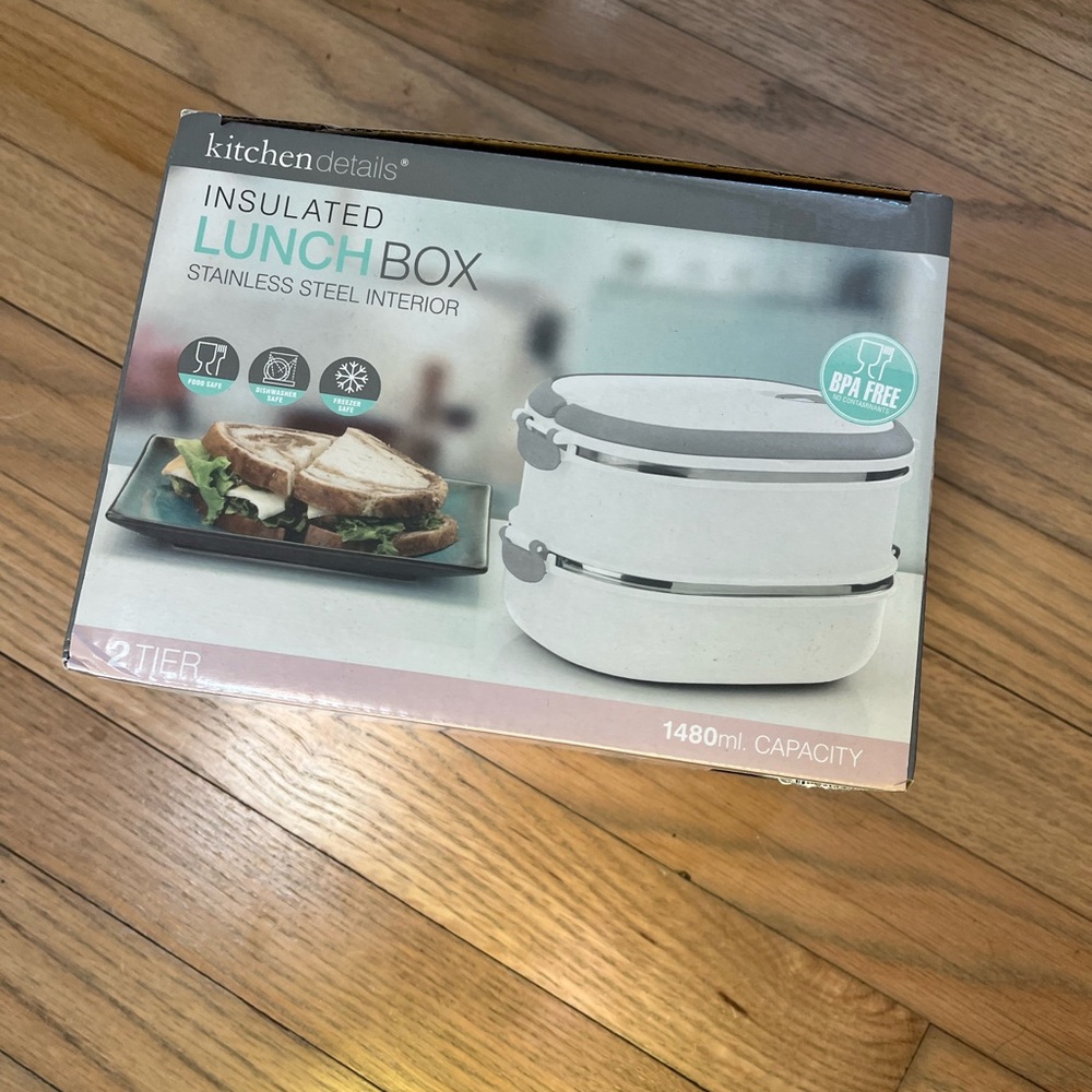 White Insulated Stainless Steel Lunch Box - 2 Tier